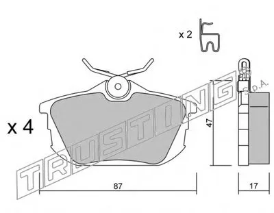 Комплект тормозных колодок, дисковый тормоз TRUSTING купить