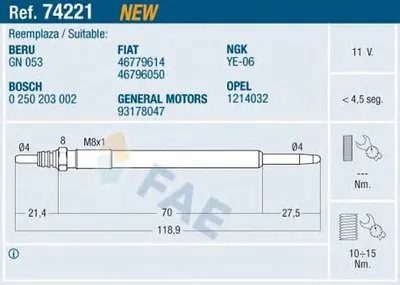 Свеча накаливания FAE купить