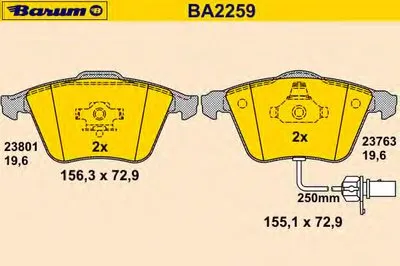 Комплект тормозных колодок, дисковый тормоз BARUM купить