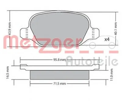 Комплект тормозных колодок, дисковый тормоз METZGER купить