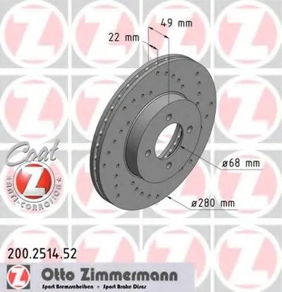 Тормозной диск SPORT BRAKE DISC COAT Z ZIMMERMANN купить