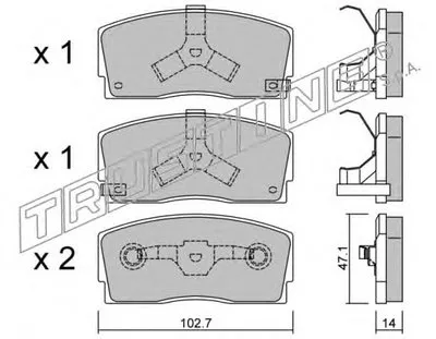 Комплект тормозных колодок, дисковый тормоз TRUSTING купить