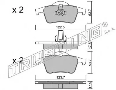 Комплект тормозных колодок, дисковый тормоз TRUSTING купить