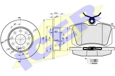 Комплект тормозов, дисковый тормозной механизм ICER купить