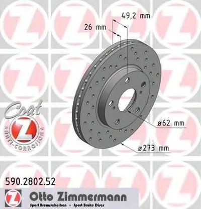 Тормозной диск SPORT BRAKE DISC COAT Z ZIMMERMANN купить
