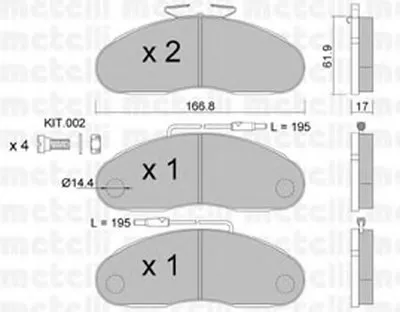 Комплект тормозных колодок, дисковый тормоз METELLI купить
