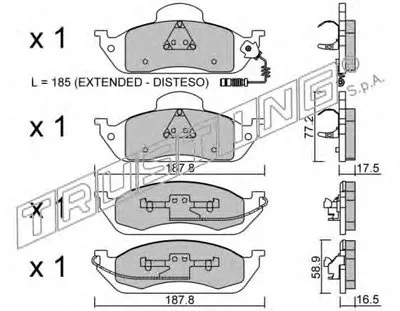 Комплект тормозных колодок, дисковый тормоз TRUSTING купить