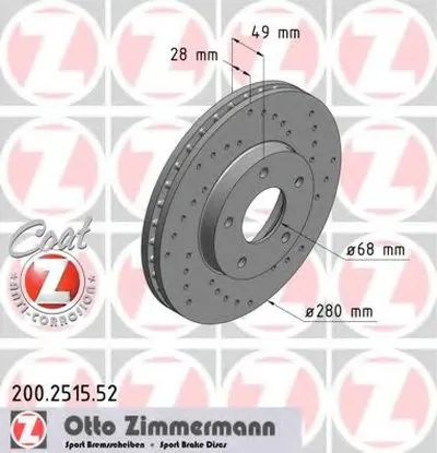 Тормозной диск SPORT BRAKE DISC COAT Z ZIMMERMANN купить
