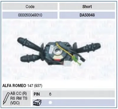 Выключатель на колонке рулевого управления MAGNETI MARELLI купить