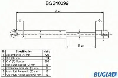 Газовая пружина, капот BUGIAD купить