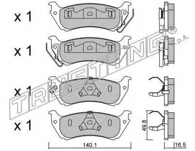Комплект тормозных колодок, дисковый тормоз TRUSTING купить