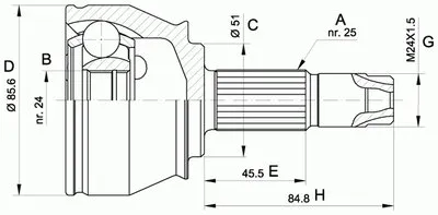 Шарнирный комплект, приводной вал SPIN OPEN PARTS купить