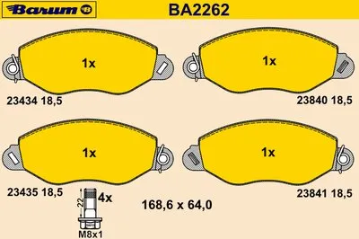 Комплект тормозных колодок, дисковый тормоз BARUM купить