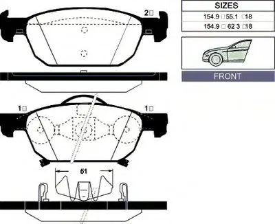 Комплект тормозных колодок, дисковый тормоз Front brake pads for HONDA GOODWILL купить