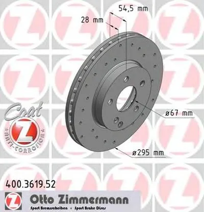 Тормозной диск SPORT BRAKE DISC COAT Z ZIMMERMANN купить