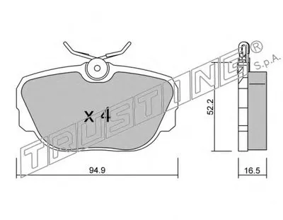 Комплект тормозных колодок, дисковый тормоз TRUSTING купить