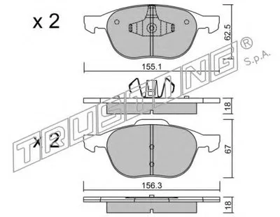 Комплект тормозных колодок, дисковый тормоз TRUSTING купить
