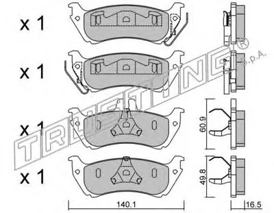 Комплект тормозных колодок, дисковый тормоз TRUSTING купить