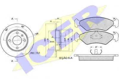 Комплект тормозов, дисковый тормозной механизм ICER купить