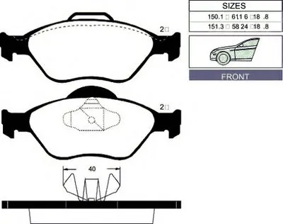 Комплект тормозных колодок, дисковый тормоз Front brake pads for FORD, MAZDA 2 GOODWILL купить