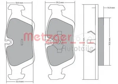 Комплект тормозных колодок, дисковый тормоз METZGER купить